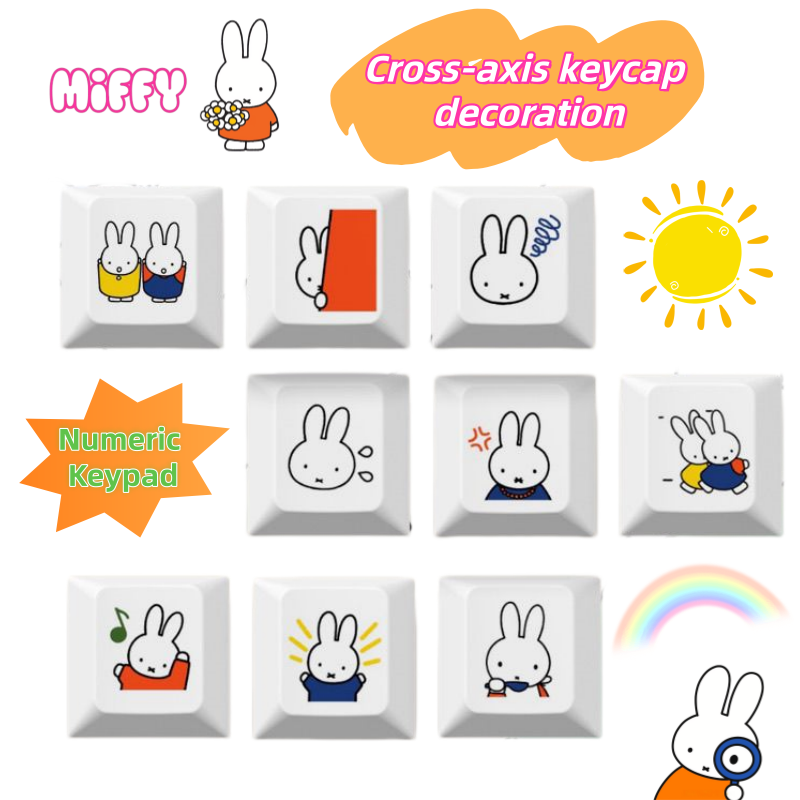 Model Kit Plastic - คีย์แคปการ์ตูนกระต่ายมิฟฟี่แบบใหม่ น่ารัก สร้างสรรค์ แบบทึบแสง วัสดุ PBT