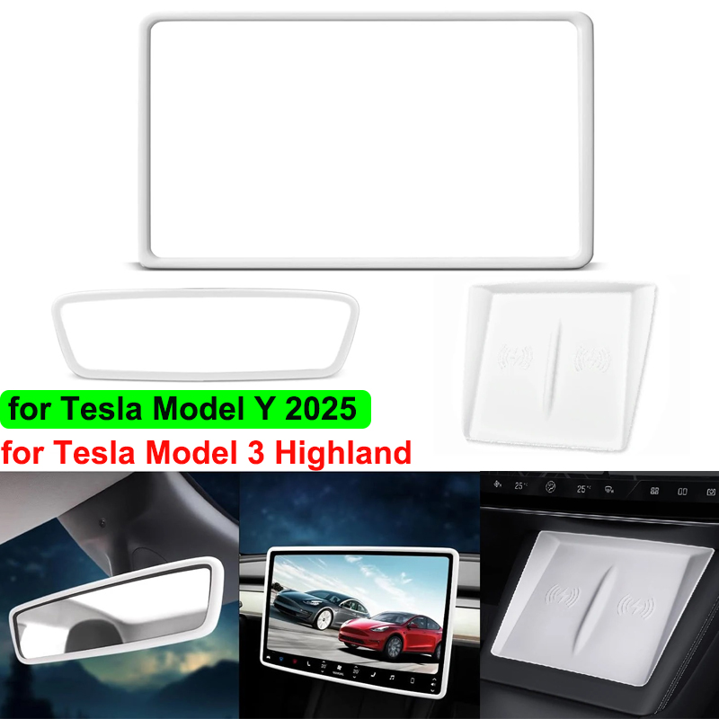 Model Kit Frame - สําหรับTeslaรุ่นY Juniper 2025 คอนโซลกลางไร้สายชาร์จPad Matหน้าจอกระจกมองหลังProtectorกรอบรุ่น 3