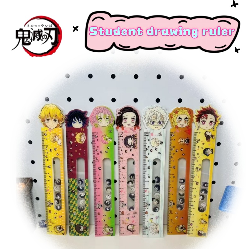 Model Kit Plastic - ไม้บรรทัดอะคริลิกลายการ์ตูนโคโจ ชิโนบุ คันโรจิ มิตสึริ จากเรื่องดาบพิฆาตอสูร ของสะสมสุดน่ารักสำหรับนักเรียน