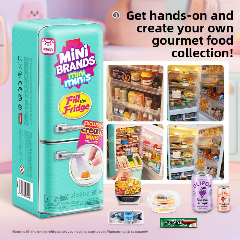 Model Kitchen Set - ชุดของเล่นตู้เย็นมินิพร้อมไฟ LED ตกแต่งฉากครัวจิ๋ว ของเล่นเสริมสร้างจินตนาการ ของขวัญสุดเซอร์ไพรส์