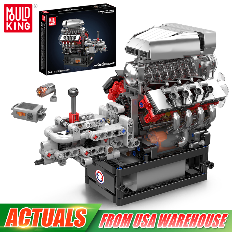 Model Kit Engine - Mould King 10225 ชุดตัวต่อบล็อกเครื่องยนต์ V8 ของเล่นเครื่องยนต์เทคนิค